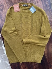 $1585 NEW Loro Piana Sweater Flax Linen Cable Knit Crewneck Size XL EU 54 Italy
