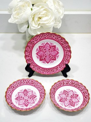 (1) Spode PRIMROSE ROSE #2722 Gold Rim 6-1/4'' Main Dish + (2) 5'' Soup Plates  