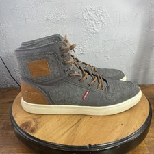 Levis 501 Zapatos Hombres 13 Gris Marrón Botines Parte Superior Alta Denim Informal Zapatillas con Cordones