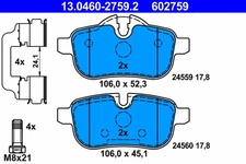 Rear Axle ATE 13.0460-2759.2 Brake Pad Set, Disc Brake for BMW
