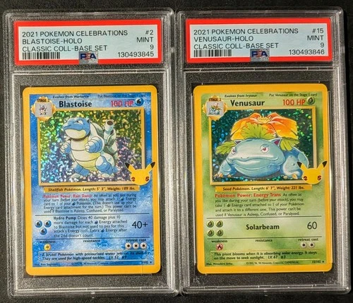 Pokémon 2021 Celebrations Blastoise & Venusaur PSA Mint 9 Graded Sequential