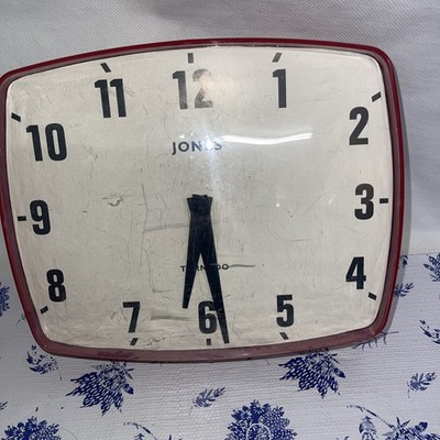 Jones Tornado Wanduhr rote Einfassung - Retro Mid Century Stil 