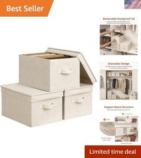 Fabric Storage Bins, Storage Basket with Lid, Closet Bins