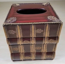 Tissue Cube Box Holder Faux Stack of Books 