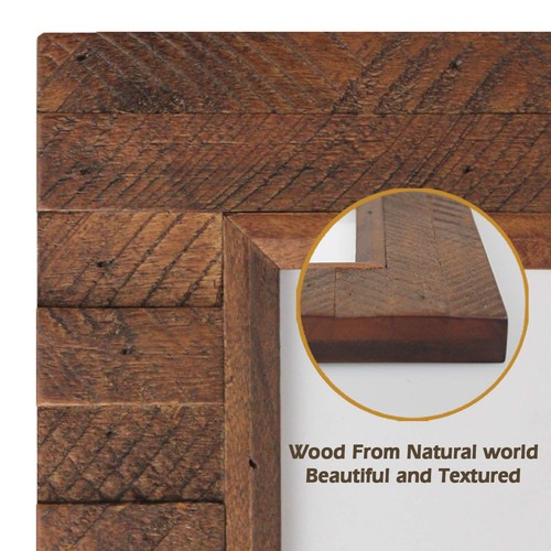 Wooden Picture Frame 8x10 inch, Wood Plank Design with Rustic Brown Finish, W... - Picture 2 of 7