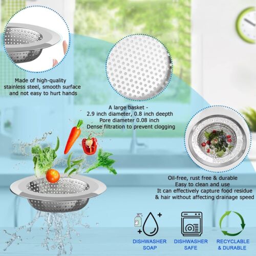 Kitchen Sink Drain Strainer, 4 Pack Stainless Steel and Black Mesh Sink Strainer - Picture 4 of 7