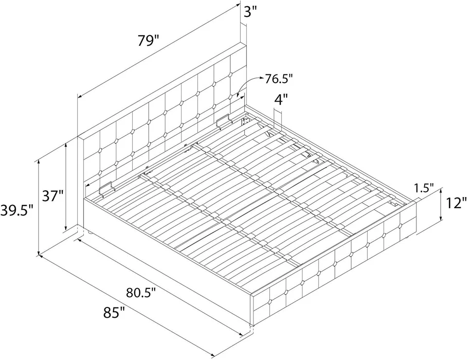 DHP Cambridge Gas Lift King, imitación cuero negro, cabecero y pie de cama acolchados Foto 4 de 4