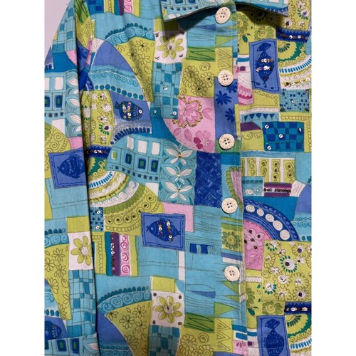 Y2K Life Style Mosaic Print Jacket Size PS Millennial Vintage Coastal Grandma - Picture 3 of 5
