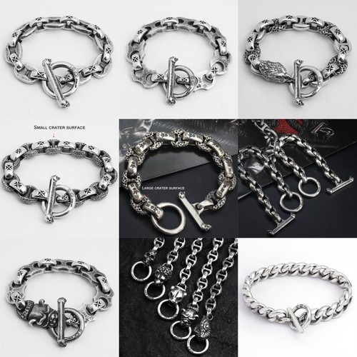 Lion King head 925 sterling silver handmade heavy biker punk Goth men's bracelet - Imagen 18 de 23