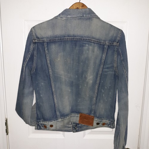 Polo Ralph Lauren Jean Jacket Trucker Size S Distressed Denim Pkts Logo Tag Back - Picture 14 of 17