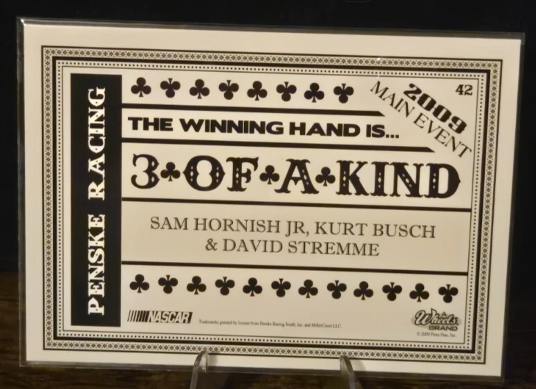 Wheels - 2009 - Penske - #24 NASCAR - 3 Of a Kind - Card - Image 2 of 2