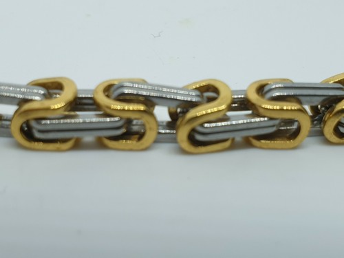 Bracciale Unisex Acciaio Inox Quadrato Maglia Bizantina Catena 8" FREEPOST UK.. - Foto 2 di 3