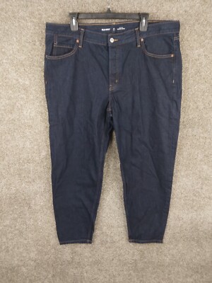 Old Navy High-Rise Slouchy Taper Jeans Women 16 Tall Blue Button Fly Comfort