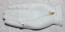 Hand Shaped Ash Tray White Porcelain with Gold Accents Vintage Made in Japan