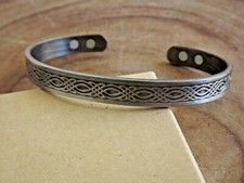 Oxidized Silver Pure Copper Magnetic Bracelet Arthritis Therapy Cuff Ottoman