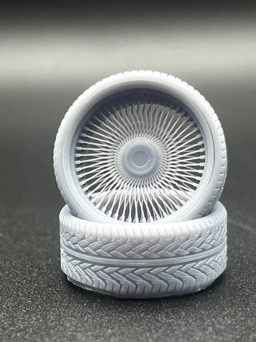 1/24 Scale Resin 25” Set Of 4 Resin Printed Spoke Wheels For Scale Modeling