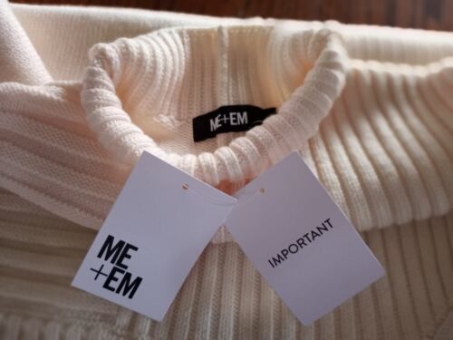 ME+EM London Pullover Damen Large elfenbein Wolle Attrappe gemischte Nähte Trichterausschnitt neu mit Etikett - Bild 3 von 4