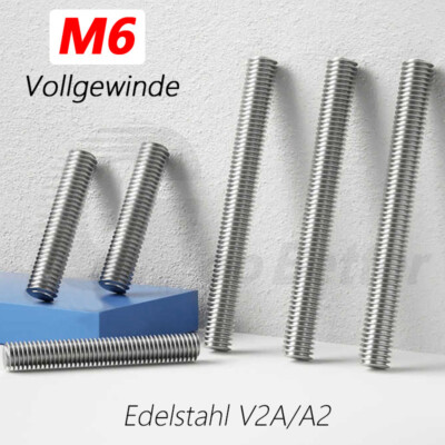 M6 Gewindestange DIN 976 Edelstahl Vollgewinde Gewindestab Gewindebolzen V2A A2