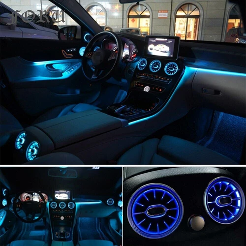 64 Color Air Vent LED Ambient Light Set For 2015-2019 Mercedes-Benz C Class W205 - Foto 4 di 17