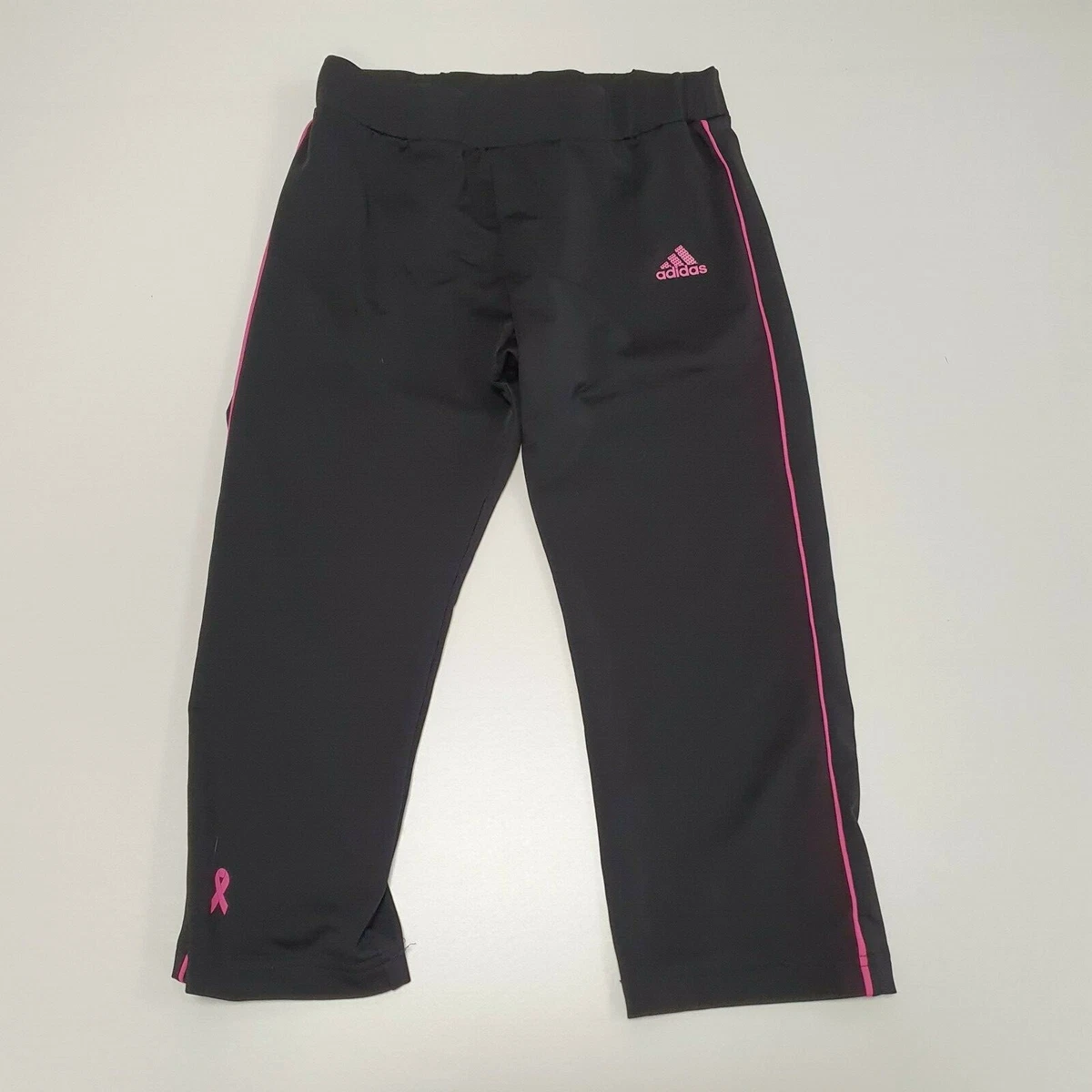 RR269 WOMENS ADIDAS BLACK DRAWSTRING 3 4 YOGA FITNESS PANTS UK 14