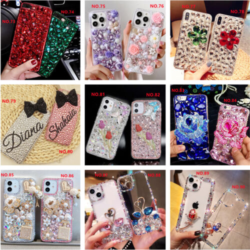 Luxury Bling Jewelled Crystals Diamonds Rhinestone Flowers Back Phone Case Cover - Picture 1 of 16