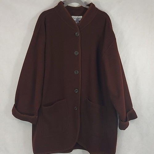 DvF Diane Von Furstenberg Burgundy Color Authority Oversized Fleece Coat 1X 2X - 第 1/7 張圖片