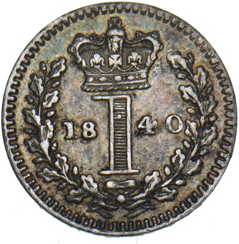 1840 Maundy Penny - Victoria British Silver Coin - sehr schön - Bild 2 von 2