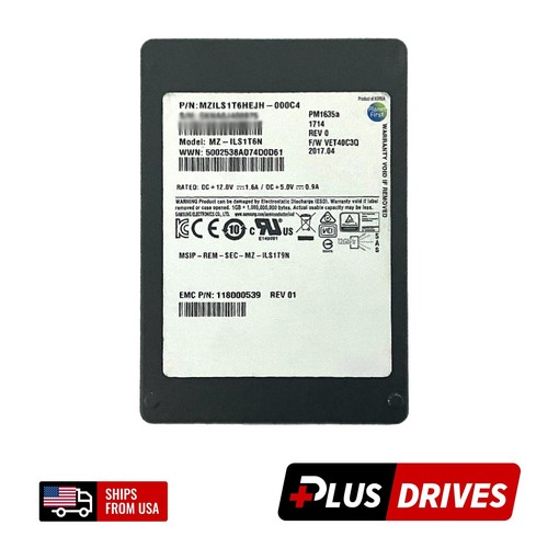 1.6TB SAS SSD MZ-ILS1T6N Samsung 2.5 Server SSD Drive 12Gbps PM1635a