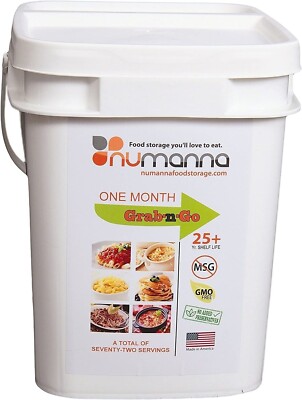(3 Pack) NuManna 80 Meals Grab-N-Go 25 Plus Year Shelf Life Camping Bucket  