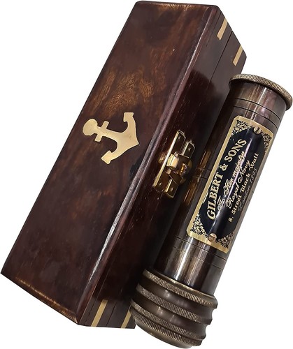 Vintage Brass Kaleidoscope With Case Antique Maritime Collectible Children Gift - Picture 6 of 7