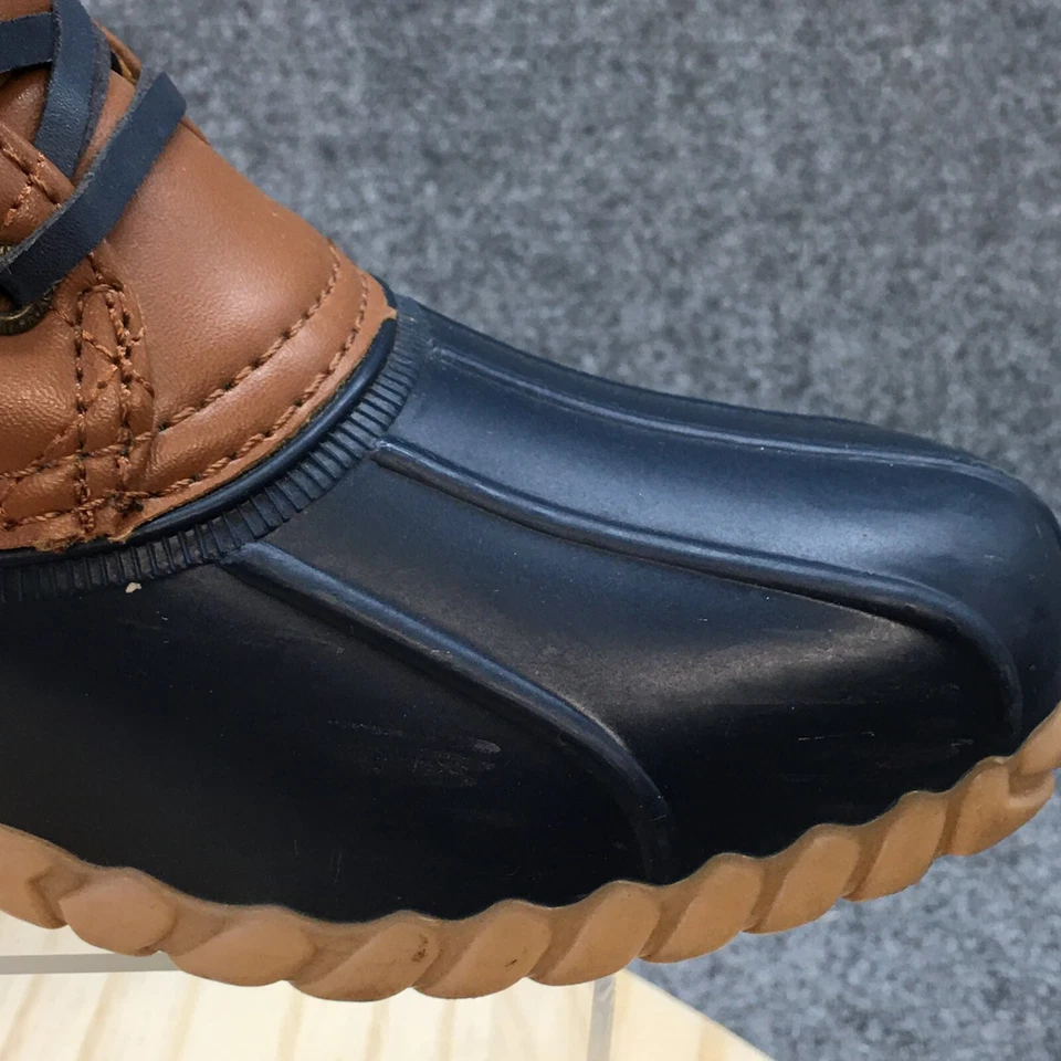 Nautica Duck 靴子女式 8 Dorsay 系带踝上衣棕色蓝色人造皮革 — 第 3/4 张图片