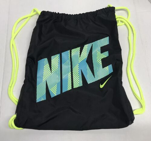 Nike Drawstring Rope Gym Bag Sack Athletic (Blue Green Nike Logo) EUC - 第 1/4 張圖片