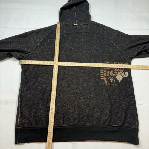 Felpa con cappuccio reversibile Affliction uomo 3XL velluto goffrato logo ricamato invecchiato - Foto 12 di 14