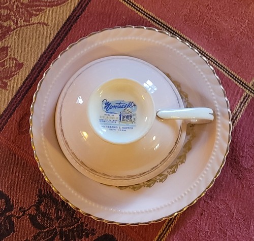Monticello Steubenville Tea Cups With Saucers Set Of 4 Pink Gold Trim Flowers - Picture 2 of 16