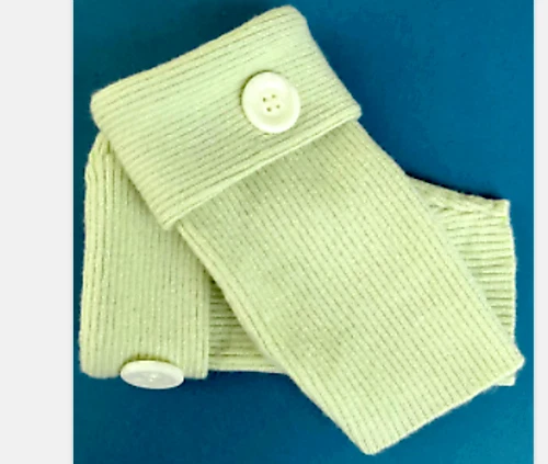 FINGERLESS GLOVES GREEN LIGHT 100% MERINO WOOL M MEDIUM MITTEN ARM WARMERS CUFFS