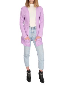 Cardigan Damen Plain Boyfriend Strickjacke Stretch Lang Strick Jacke Lila  S-XL | eBay