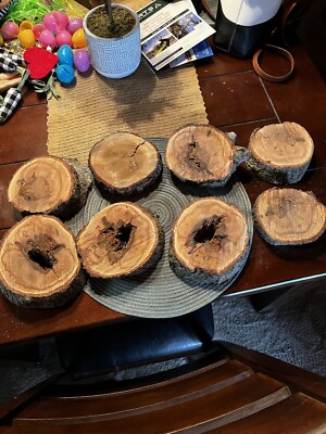Eight piece solid oak 5 to 6 inch centerpiece wedding cowboy rustic free, ship !