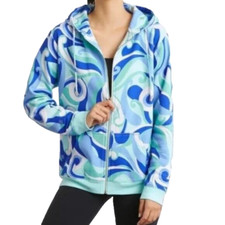 Nwt Hill House The Allie Zip Up Fleece Hoodie Jacket Ocean Kaleidoscope Women M