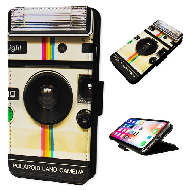 Retro Polaroid Camera Flip Phone Case Wallet Cover Fits Iphones