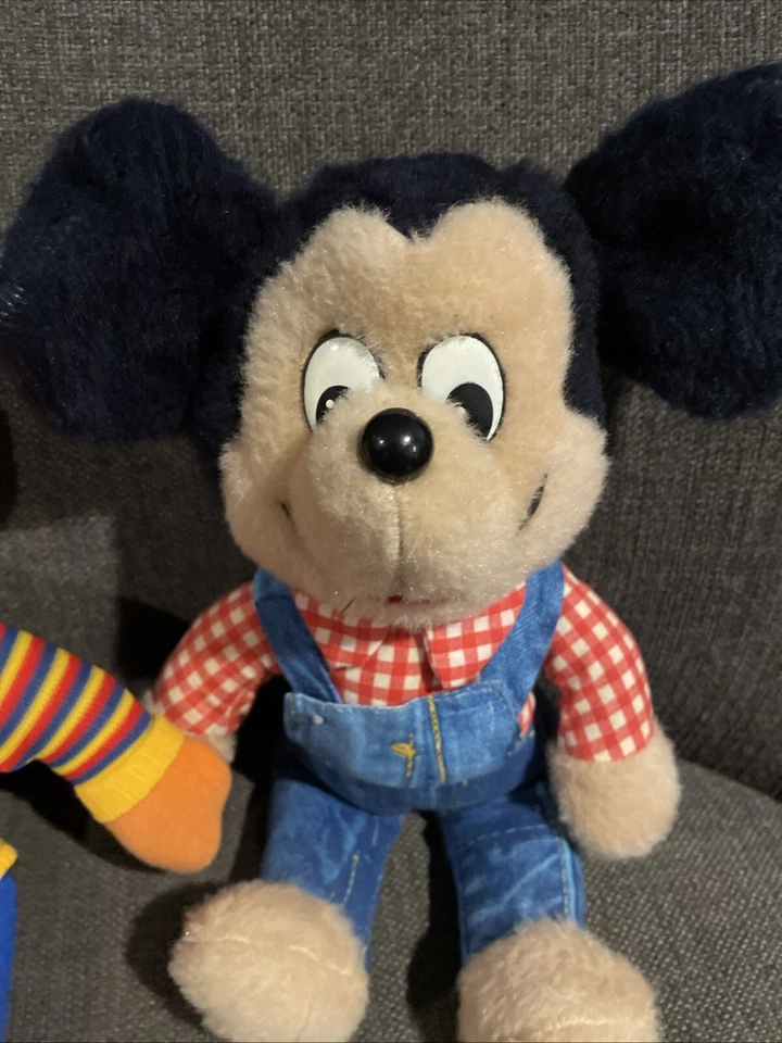 VTG 1976 Disney MICKEY MOUSE Knickerbocker Plush Doll Overalls & 1980s Ernie Lot - Image 3 of 4