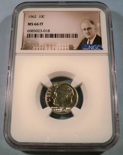 1962 NGC MS66FT ROOSEVELT DIME 10c MS 66 FT FULL TORCH