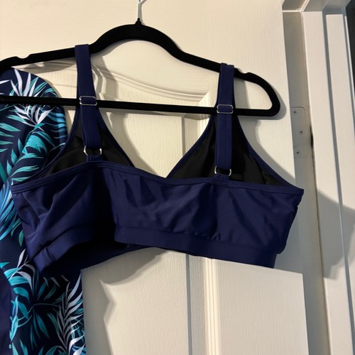 Nuevo sin etiquetas Traje de baño para mujer 3 piezas protector contra erupciones UPF 50+ y bikini talla L - Imagen 5 de 9