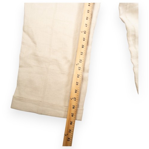 Rochas Paris Men's Vintage Beige Linen Relaxed Cuffed Trousers Size 34x30 - Picture 4 of 9