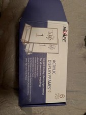 6Pack 6 x 4 Vertical Clear Acrylic Sign Holder with Gold Borders Double Sided