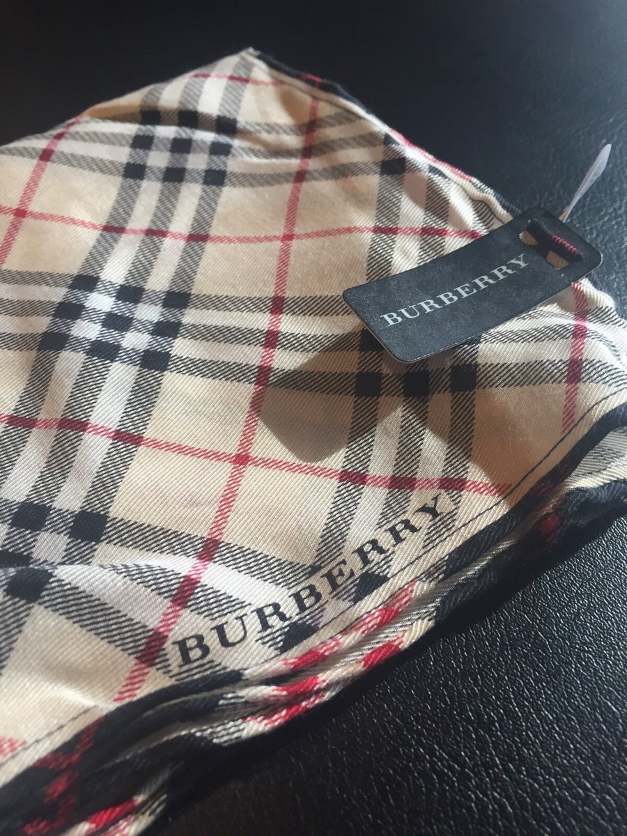 BURBERRY ハンカチーフ Burberry Silk & Cotton Handkerchief 22”x22” Classic Design