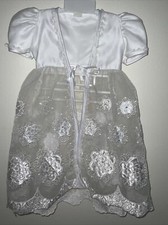 VTG USA Baptism Christening Dress with Lace Robe Size 1 White Color