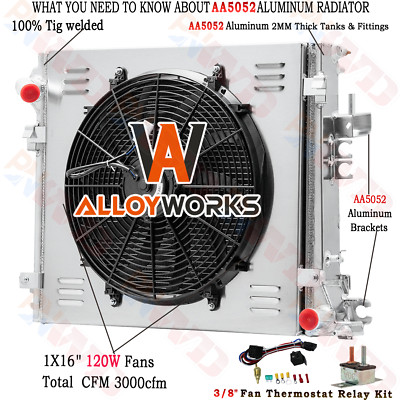 4 Rows Aluminum Radiator Shroud Fan For 2018-23 Jeep Wrangler 2.0L 3.0L 3.6L