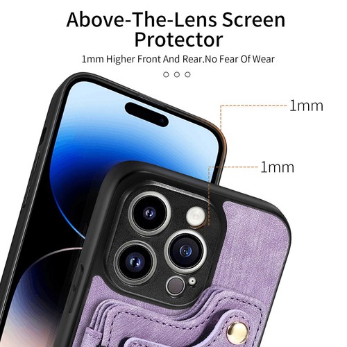 Ring Stand Leather Card Slot Phone Case For iPhone 14 13 12 11 Pro Max XR 8 7 6 - Picture 34 of 84