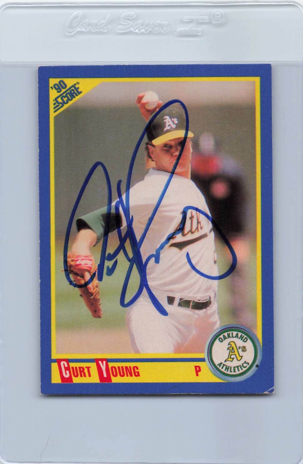1990 Score #533 Curt Young A's Signed Auto *G111