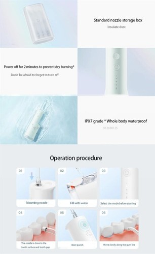 Xiaomi Mijia Waterpulse Dental Irrigator Portable Flusher IPX7 240ML Wassertank - Bild 16 von 19